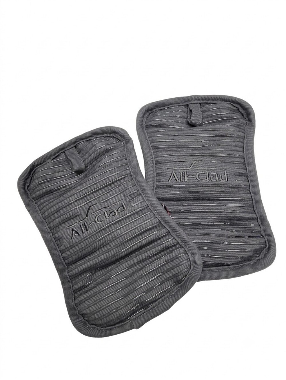All-Clad Pewter Grey Silicone Treated Pot Holders Hot Pads Set of 2